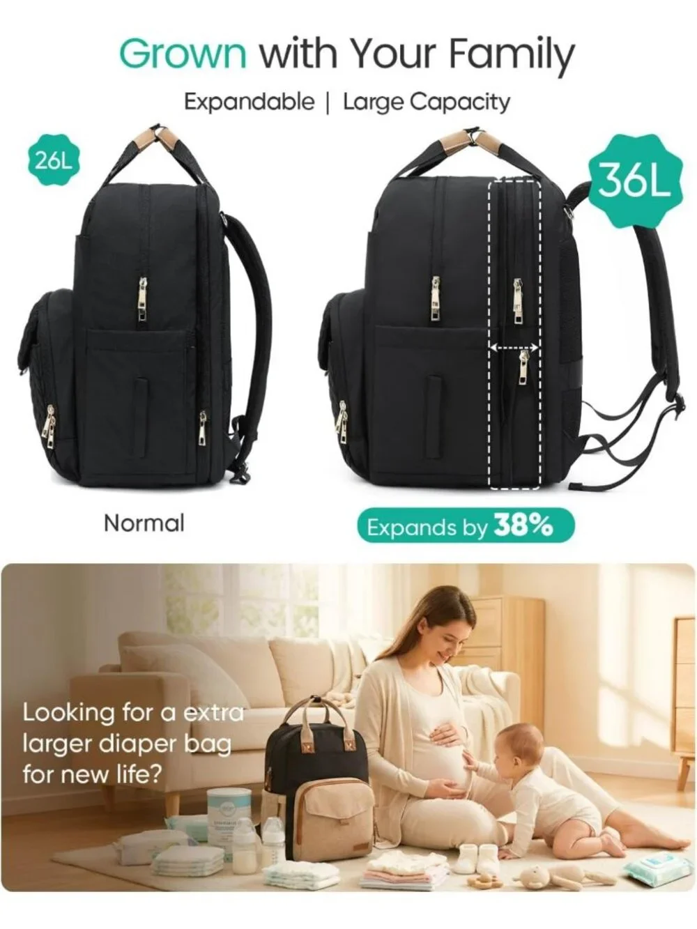 Spacious Extra Large Diaper Bag Backpack for Twins | Waterproof, 19 Pockets